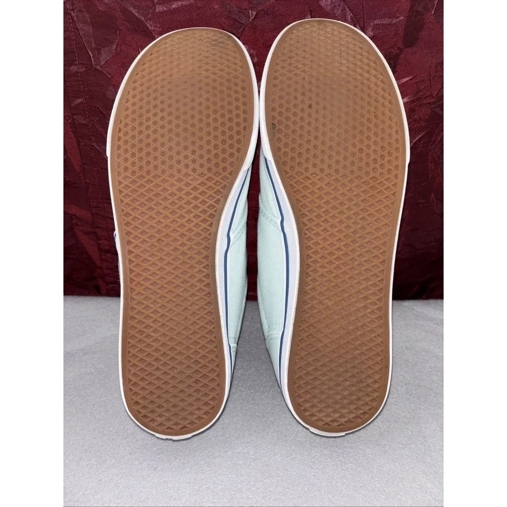 VANS Atwood Mint Green Canvas Sneakers Blue Polka Dot Insoles Women's 9.5 EUC